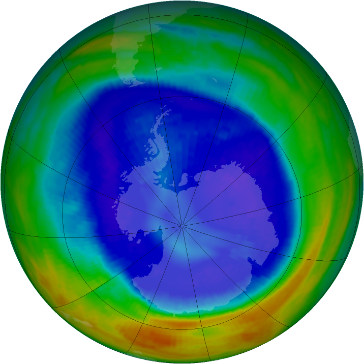 Antarctic ozone map for 06 September 2003